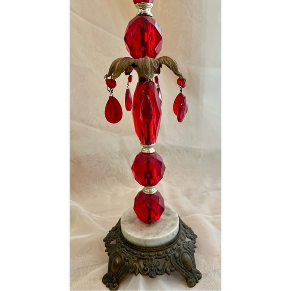 Vintage Red Ashtray Stand, ~26in tall - Picture 4 of 4